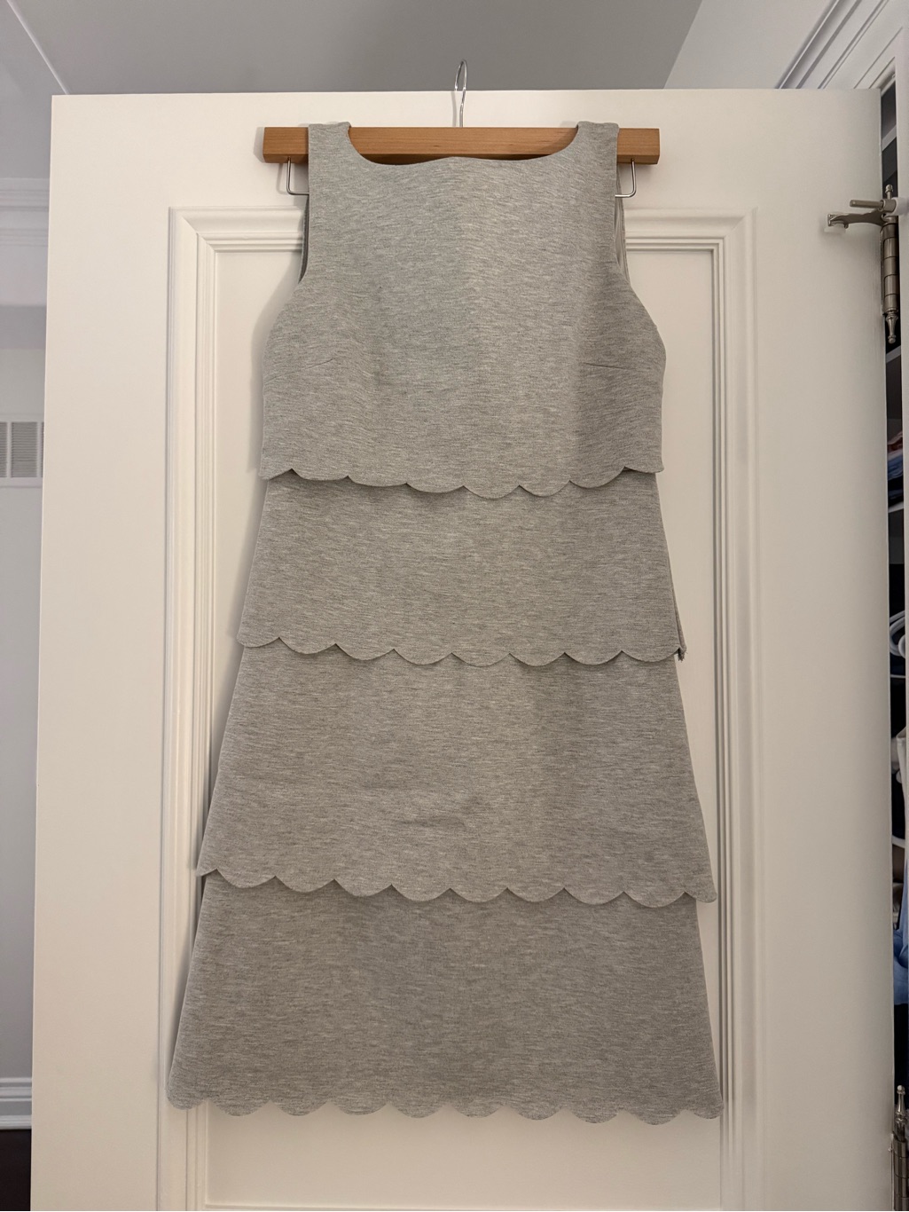Philosophy Light Gray Scallop Tiered Midi Dress